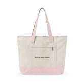 Pink-Trim Canvas Tote Bag — "Built for Every Chapter" College Campus Tote