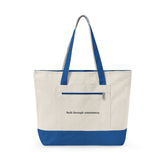 Canvas Tote Bag — Classic Two-Tone Zippered College Tote (Custom Text: "TOTE UNIVERSITY")