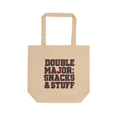 Eco-Friendly Tote Bag, Double Major: Snacks & Stuff, Reusable Grocery Tote, College Student Gift, Beach Bag, Everyday Essentials