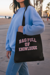 Eco-Friendly Tote Bag, Bag Full of Knowledge, Reusable Shopping Bag, Gift for Book Lovers, Study Essentials, Sustainable Gift