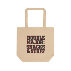 Eco-Friendly Tote Bag, Double Major: Snacks & Stuff, Reusable Grocery Tote, College Student Gift, Beach Bag, Everyday Essentials